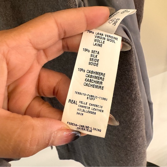 Fabiana Filipi Womens Grey Long Sleeve Wool & Leather Coat Size S - Picture 11 of 12